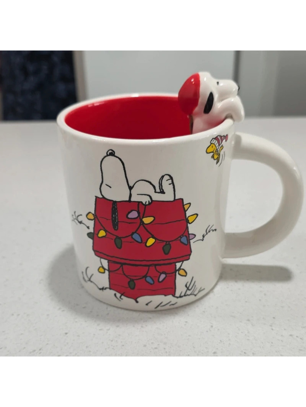 Peanuts Snoopy and Woodstock Christmas Ceramic Coffee Mug with 3D Snoopy Figur